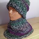 Czapka i komin multikolor - zimowy komplet handmade dla niej