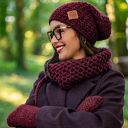 Mały komin MERINO "Bordo" z jedwabiem i alpaką