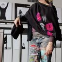 Komin boho wełniany filcowany z merynosów - czarna tuba na zimę
