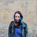 Komin wiosenny patchworkowy etno boho - kolorowy na podszewce