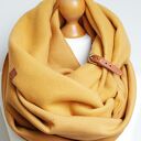 Zimowy komin dresowy damski z zapinką, modny komin na zimę, MIODOWY