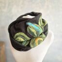 Super prezent na dzień mamy czarny filcowany wełniany miły i ciepły komin handmade