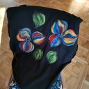 Czarny komin tuba z filcowanej wełny merynosów, owijany dwukrotnie - Folk Frida Etno Boho