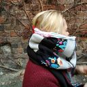 Zimowy komin patchworkowy Frida Kahlo - ciepły boho handmade