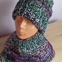 Czapka i komin multikolor - zimowy komplet handmade dla niej