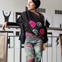 Komin boho wełniany filcowany z merynosów - czarna tuba na zimę