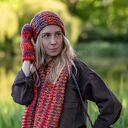 Komin MERINO 100% w przygaszonych odcieniach czerwieni