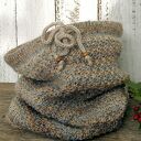 Komin z troczkami, beżowo - szary