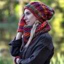 Mały komin z wełny merino 100% - przygaszone czerwienie