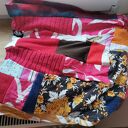 Kolorowy komin oversize patchworkowy etno boho z frędzlami na podszewce