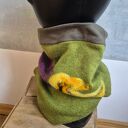 Zielony wełniany komin tuba filcowany handmade