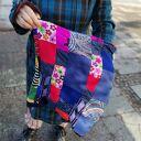 Kolorowy komin wiosenny patchworkowy Etno Boho na podszewce - ręcznie robiony