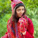 Komin MERINO 50% „Czerwienie” - ręcznie robiony