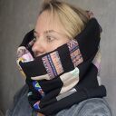 Kolorowy komin damski handmade z tkanin i dzianin