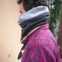 Komin patchworkowy na podszewce - miękki folk boho (unisex)