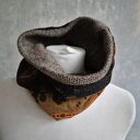 Komin miękki w kolorach ziemi - patchwork na podszewce