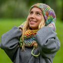 Mały komin MERINO 100% 'Cukierki' - damski komin na drutach