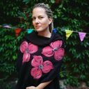 czarny szal damski zimowy z wełną merynosów handmade - komin ciepły długi szyty z dzianiny swetrowej