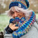 Komin merino 50% 'Górski potok' - damski komin premium 3 w 1