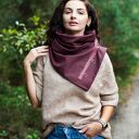 Szal komin szalik bordowy czarny w pepitkę stylowy handmade