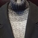 Czapka i komin golf, komplet, wełna, bawełna w szarościach