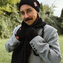 Męski komin MERINO “Czarny” Brain Inside - miękki, ciepły i handmade na drutach