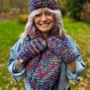 Komin ręcznie robiony MERINO 50% "Pokojowe granaty"