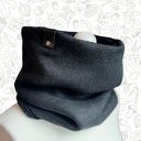 Komin wełna - ciepły grafitowo - czarny