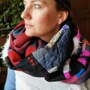 Kolorowy komin patchworkowy Boho damski - handmade z kawałków materiałów (zero waste)