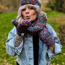 Ręcznie robiony komin z wełną merino 50% - Pokojowe granaty