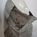 komin patchworkowy boho handmade kolorowy odicnei brązu i szarosci - box x1 uszyty