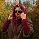 Balaclava alpaka i jedwab handmade, ręcznie szydełkowana zimowa kominiarka