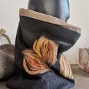 Ręcznie robiony komin filcowany z wełny merynosów 39x38 cm - wkładany przez głowę