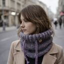 Komin otulacz ręcznie robiony alpaka jedwab