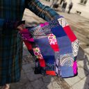 Kolorowy komin wiosenny patchworkowy Etno Boho na podszewce - ręcznie robiony