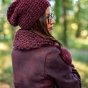 Mały komin MERINO "Bordo" z jedwabiem i alpaką