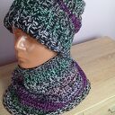 Czapka i komin multikolor - zimowy komplet handmade dla niej