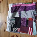 Kolorowy komin patchworkowy boho z frędzlami - wciągany przez głowę (rozmiar uniwersalny)