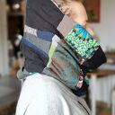Kolorowy wiosenny komin patchworkowy etno boho na podszewce