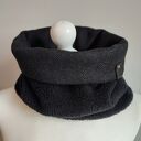 Komin wełna - ciepły grafitowo-czarny