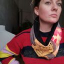 Komin patchworkowy etno boho z koralikami - jeden rozmiar na podszewce 