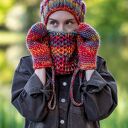 Mały komin MERINO 100% "Przygaszone Czerwienie"