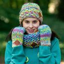Mały komin MERINO 100% 'Cukierki' - damski komin na drutach