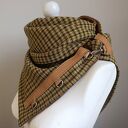 Szal wełniany zieleń i brąz - unikatowy