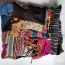 Komin patchworkowy Etno-Folk z frędzlami - Zero Waste, Ruda Klara