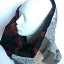 komin patchworkowy pojedynczy egzemplarz damski handmade - wymiary 44cm na 45cm
