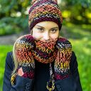 Mały komin MERINO 50% „Ciemna jesień” - na drutach, handmade 
