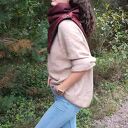 Szal komin szalik bordowy czarny w pepitkę stylowy handmade