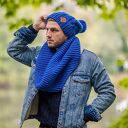 Męski komin z wełny merino 100% "Rzeka" - niebieski