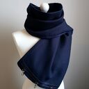 Szal - chusta - granatowy z metaliczną skórą - piękny